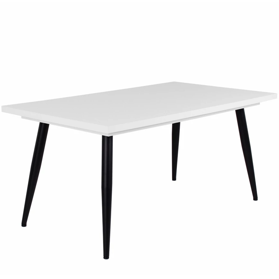 ALASKA asztal 160(+40)cm - Rusztik Fehér (Erezett Fehér) / Fekete