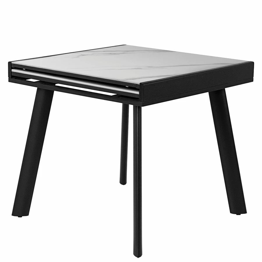 DIAZ asztal 80x80(+80)cm - Fehér márvány színben