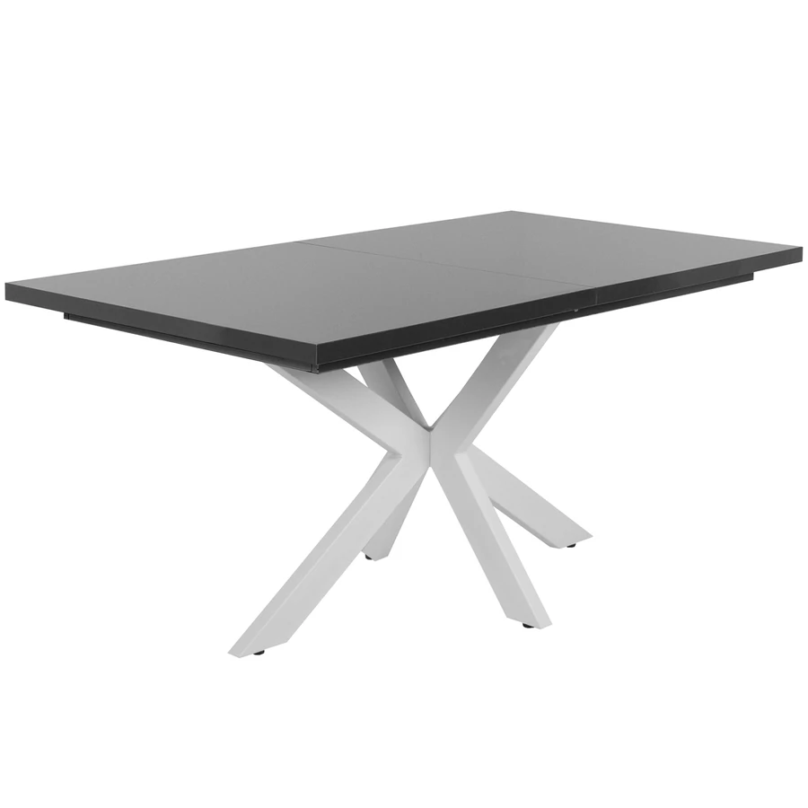 DOROTHY asztal 160(+40)cm - Magasfényű Antracit / Fehér