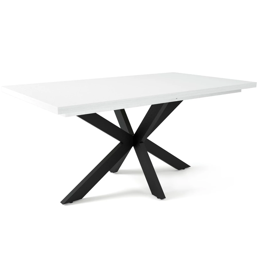 DOROTHY asztal 160(+40)cm - Rusztik Fehér / Fekete