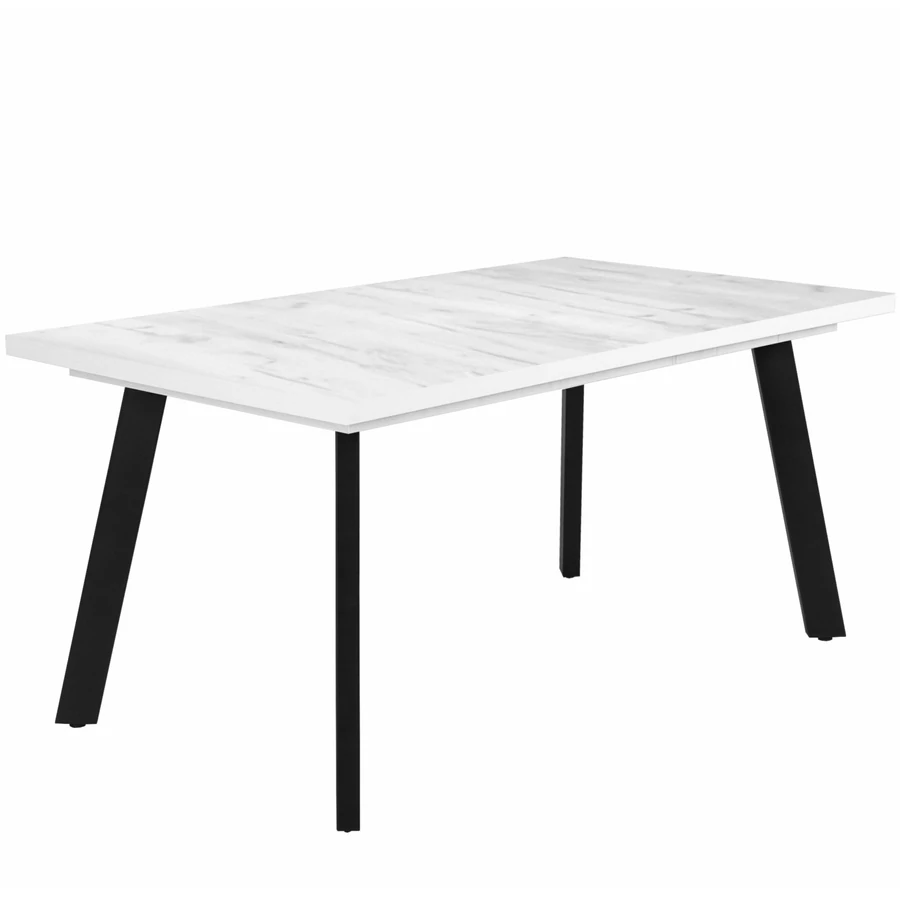 LINETT asztal 160(+40)cm - Fehér Tölgy / Fekete