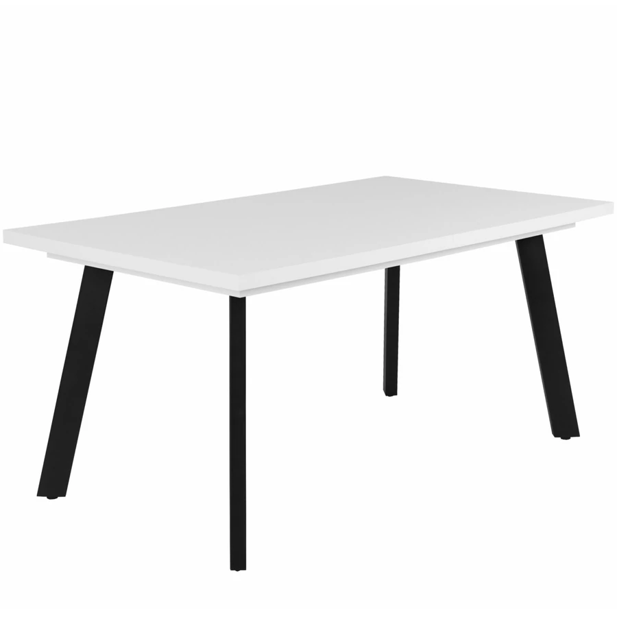 LINETT asztal 160(+40)cm - Rusztik Fehér (Erezett Fehér) / Fekete