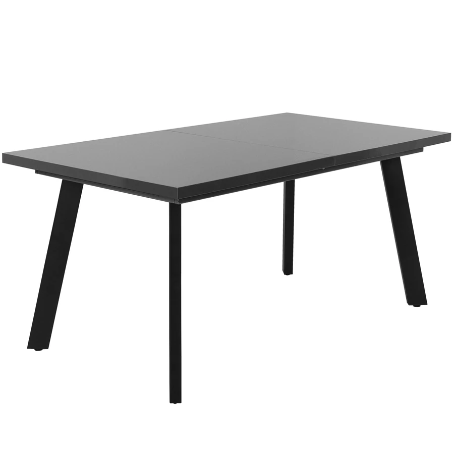 LINETT asztal 160(+40)cm - Magasfényű Antracit / Fekete