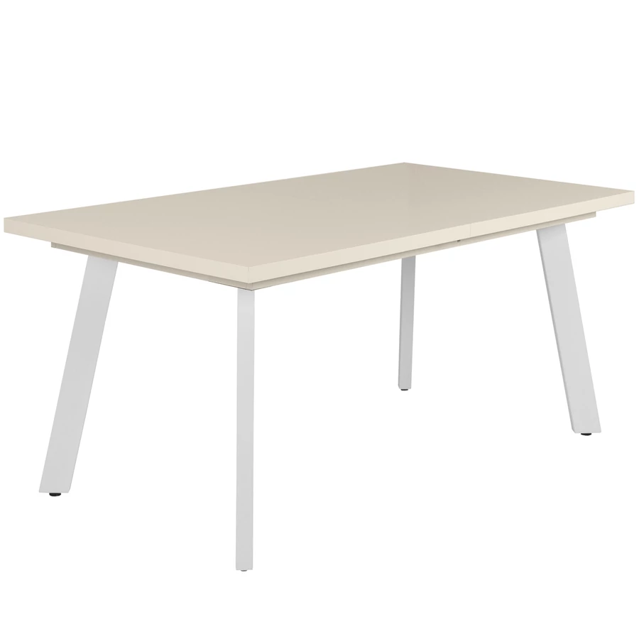 LINETT asztal 160(+40)cm - Magasfényű Beige / Fehér