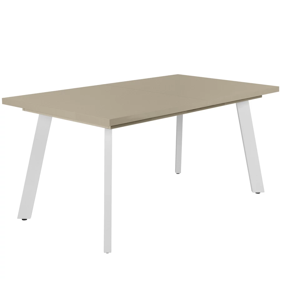 LINETT asztal 160(+40)cm - Magasfényű Cappuccino / Fehér