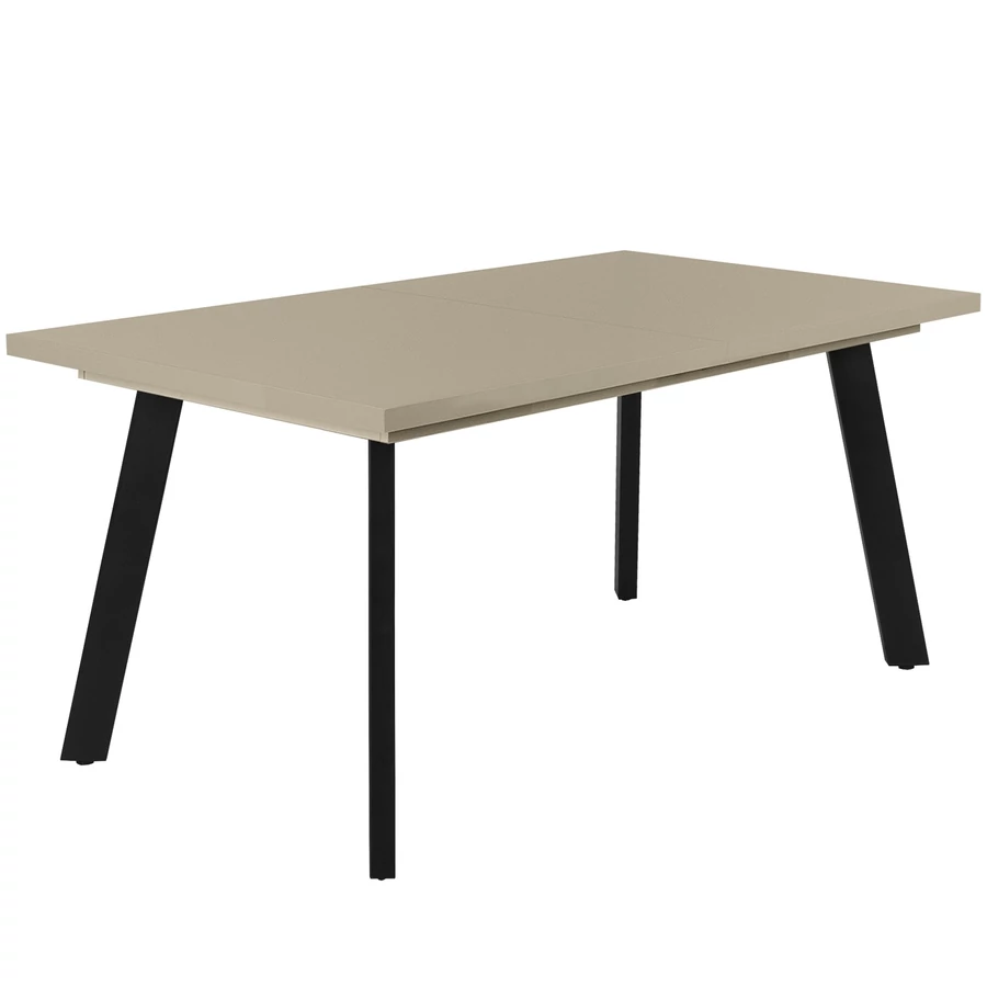 LINETT asztal 160(+40)cm - Magasfényű Cappuccino / Fekete