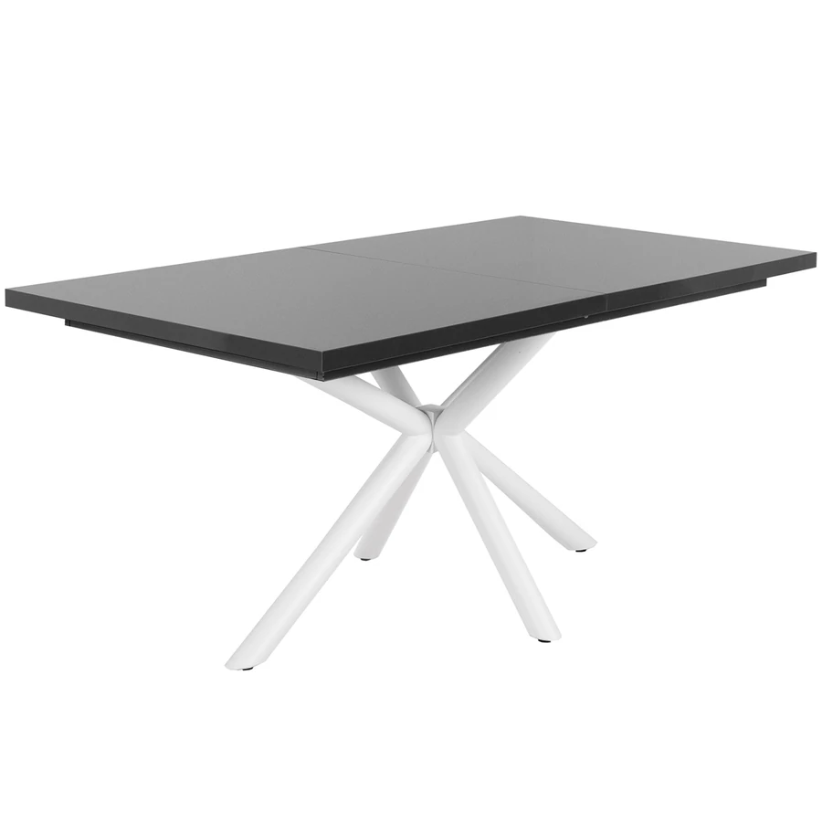 SUZY asztal 160(+40)cm - Magasfényű Antracit / Fehér