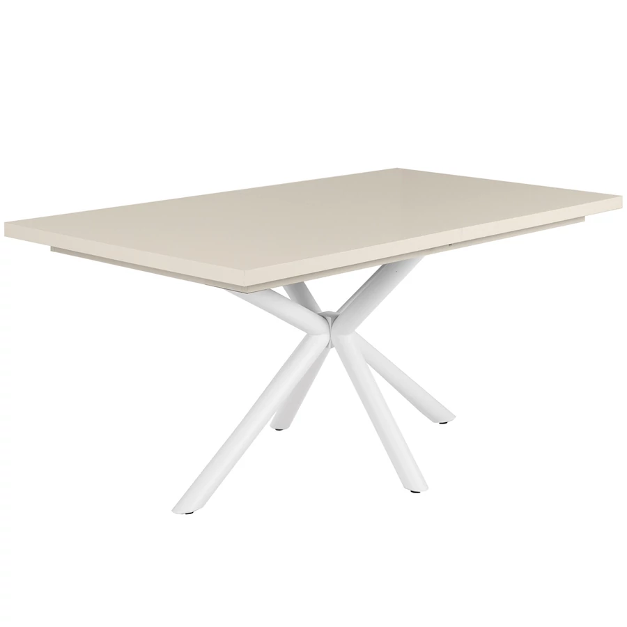 SUZY asztal 160(+40)cm - Magasfényű Beige / Fehér