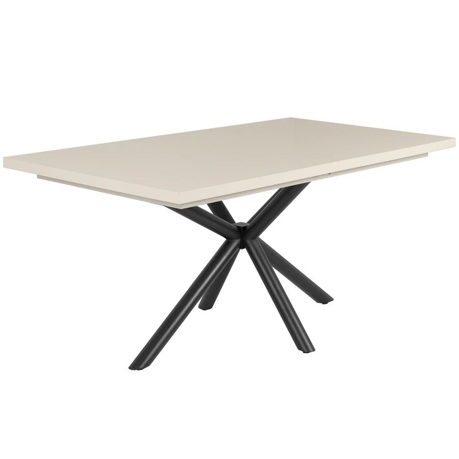 SUZY asztal 160(+40)cm - Magasfényű Beige / Fekete