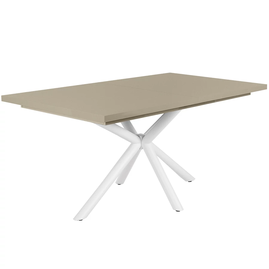 SUZY asztal 160(+40)cm - Magasfényű Cappuccino / Fehér