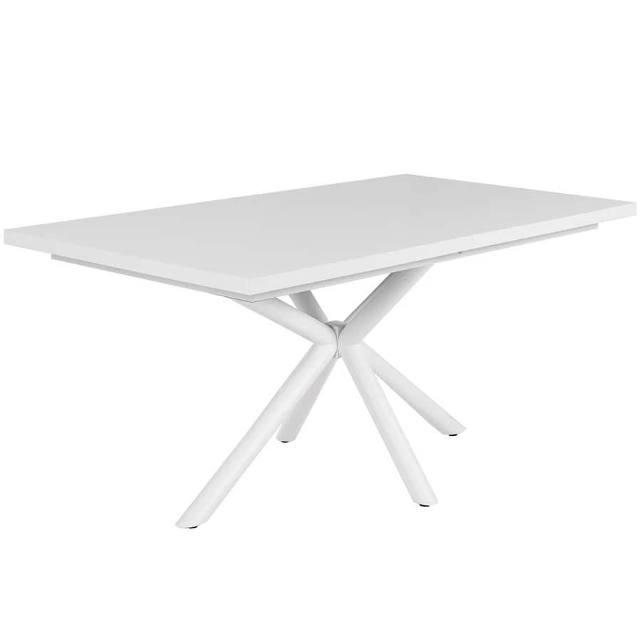 SUZY asztal 160(+40)cm - Magasfényű Fehér / Fehér