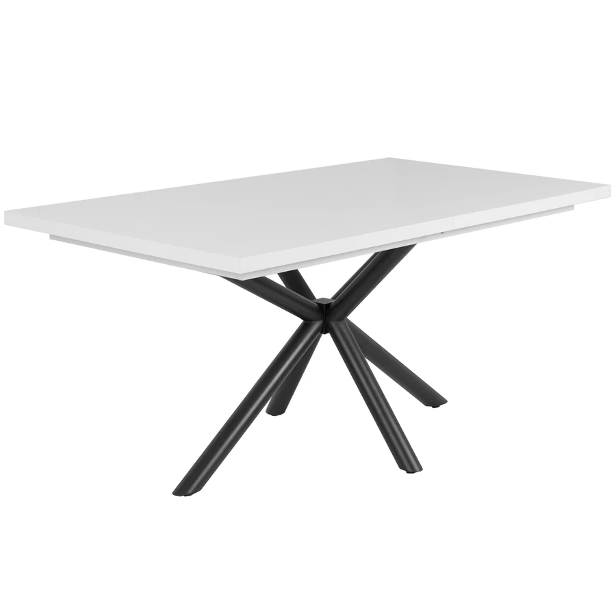 SUZY asztal 160(+40)cm - Magasfényű Fehér / Fekete