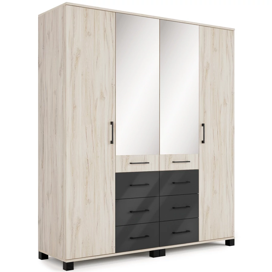 NEPAL 180 cm nyílóajtós gardrób - Justus Tölgy / Magasfényű Antracit