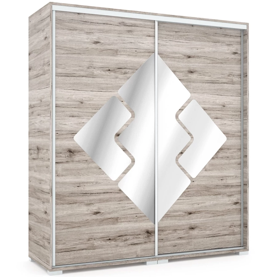 DOVER 180 cm tolóajtós gardrób - San Remo / Tükör