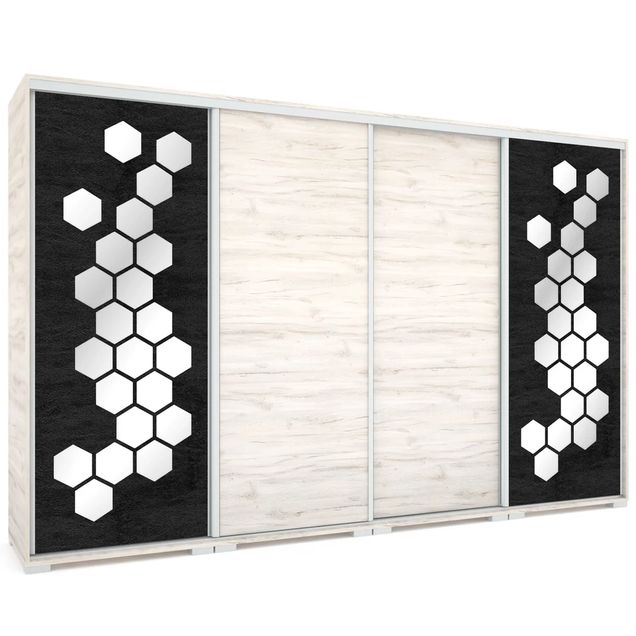 HONEY 318 cm tolóajtós gardrób 2H TÜKÖR - Justus Tölgy