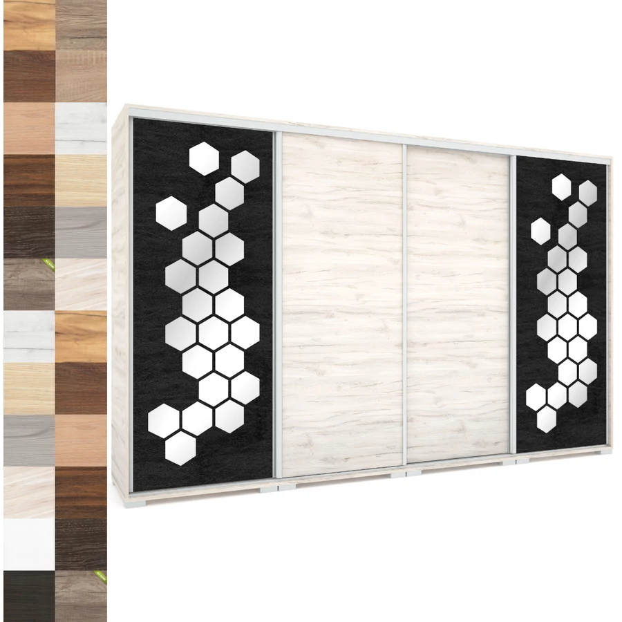 HONEY 318 cm tolóajtós gardrób 2H TÜKÖR - VÁLASZTHATÓ SZÍNEKBEN