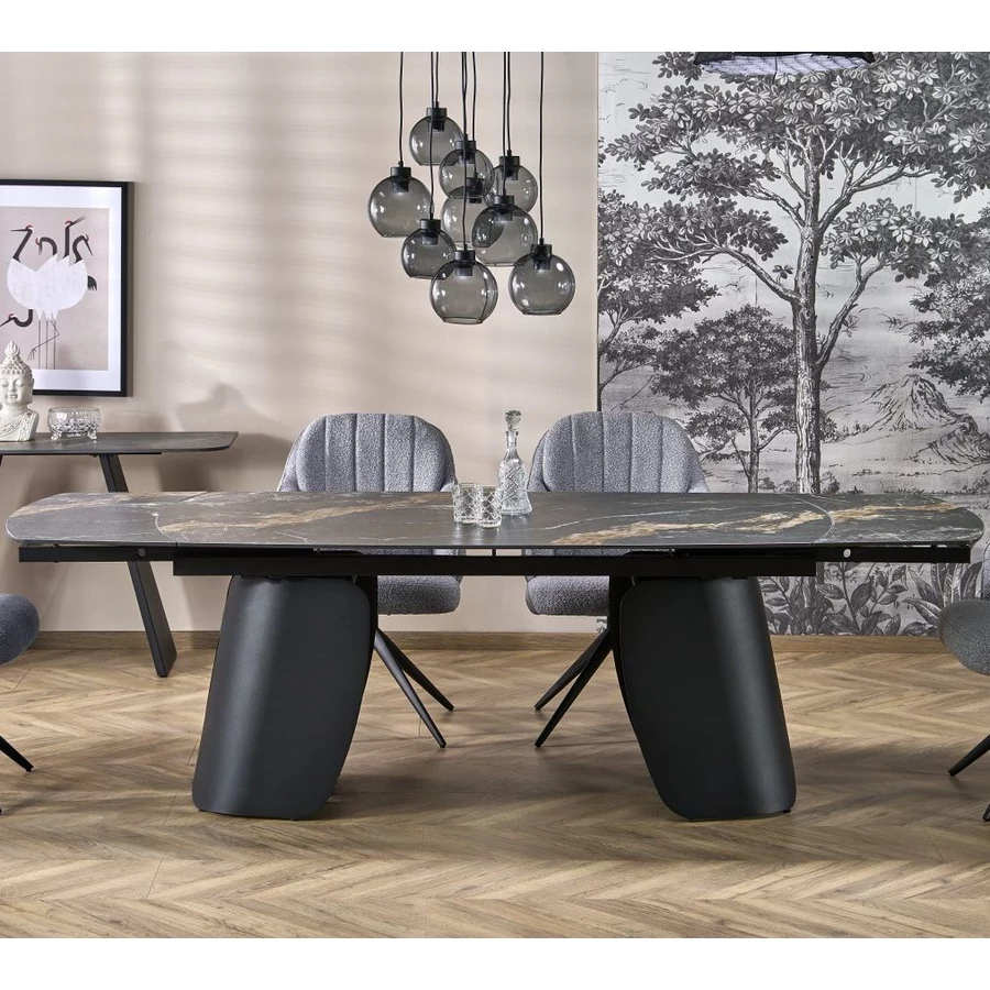 FORUM asztal 180(+80)cm - Fekete márvány