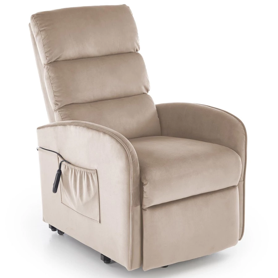 MARONI automata TV fotel, felállás segítővel - Bézs bársony szövet