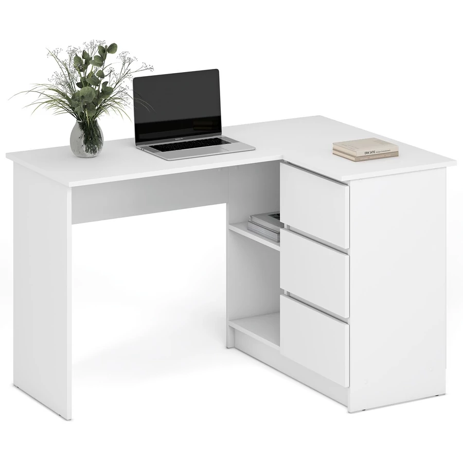 BEGA sarok íróasztal - Fehér