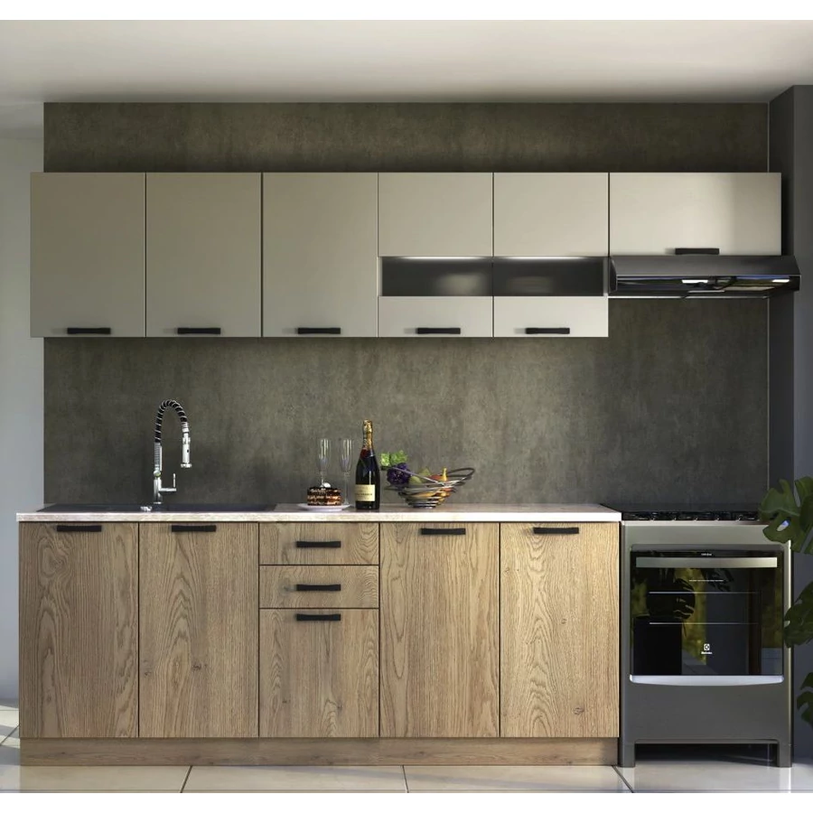 PERLA 260 konyhabútor / Kasmír - Cremona Tölgy / Szürke (PERŁA)