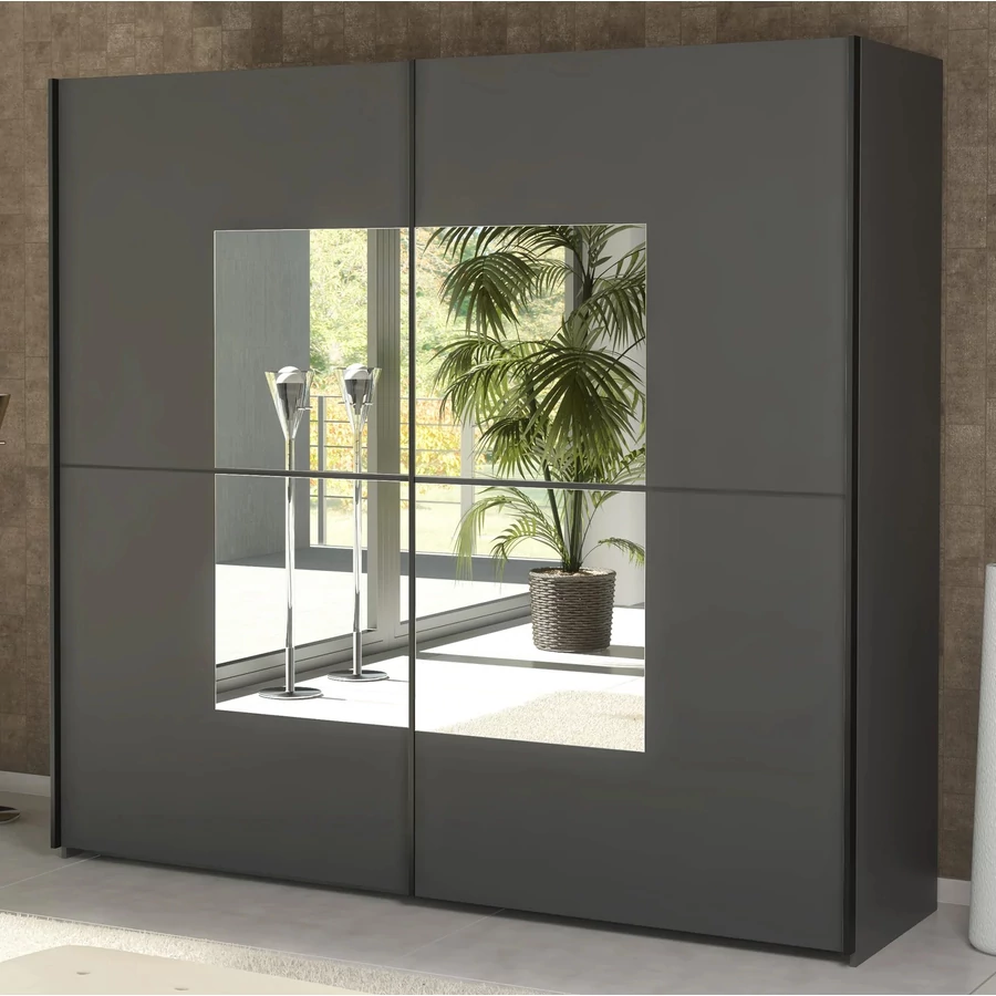 .ASCONA 8XGGA102 219 cm tolóajtós gardrób TÜKÖRREL - Grafit