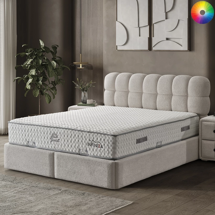 Infiniza SUNSET ágyneműtartós ágykeret 160x200 - VÁLASZTHATÓ SZÖVETTEL