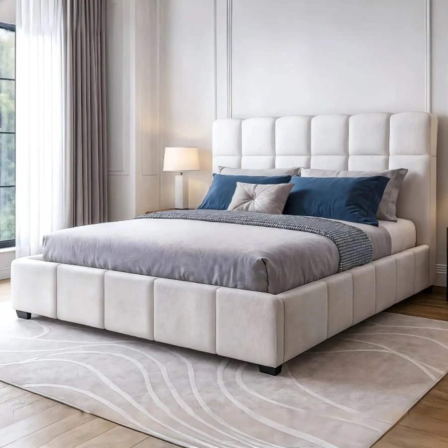 VELORA ágyneműtartós ágykeret 160x200 cm - Fehér