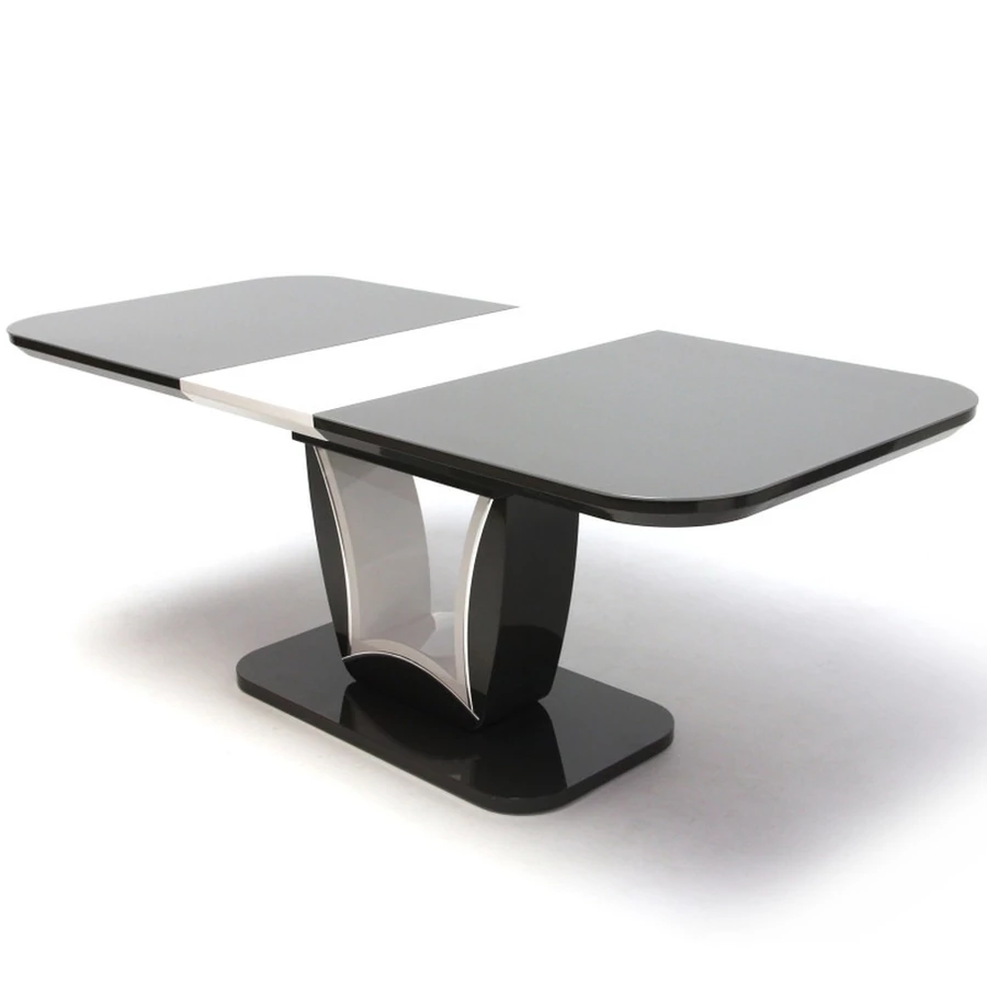 MARKO asztal edzett üveggel 160(+40)cm - Szürke / Fehér