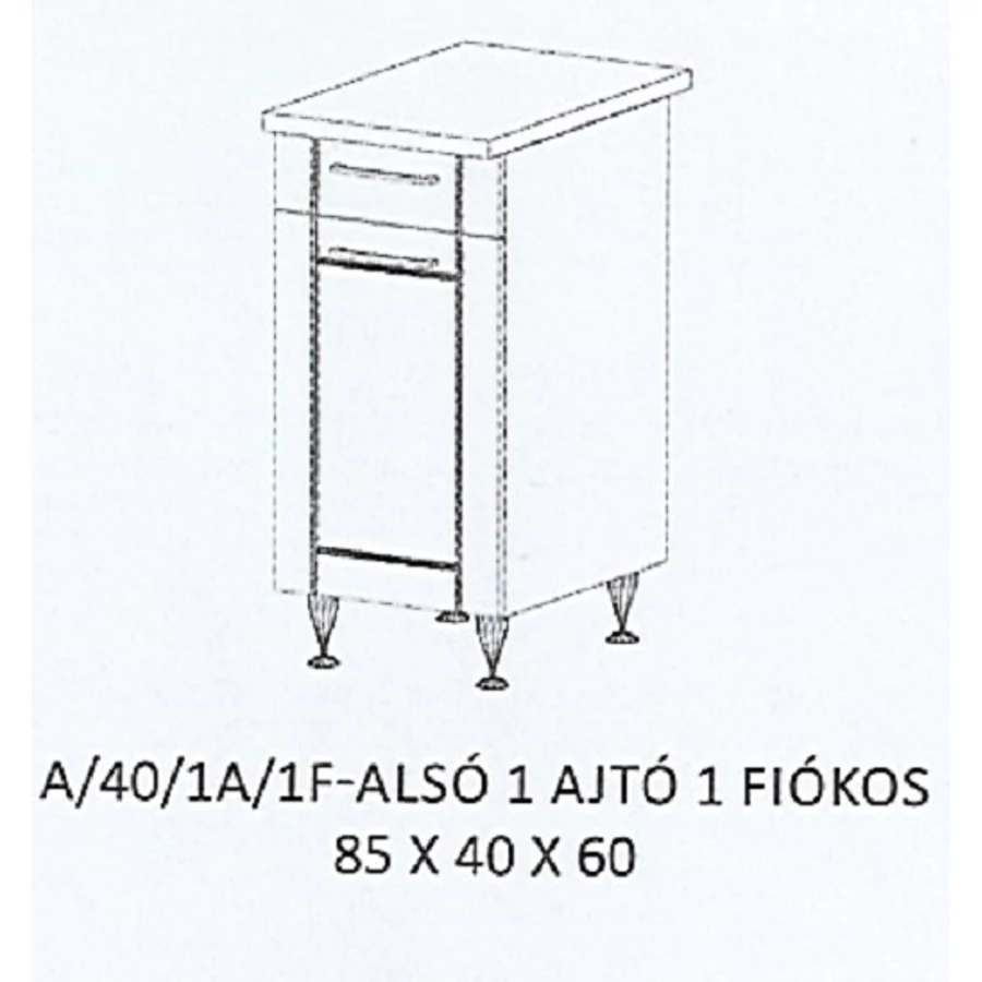 ALÍZ A/40/1A/1F-ALSÓ 1 ajtós 1fiókos munkalapos elem - BALOS