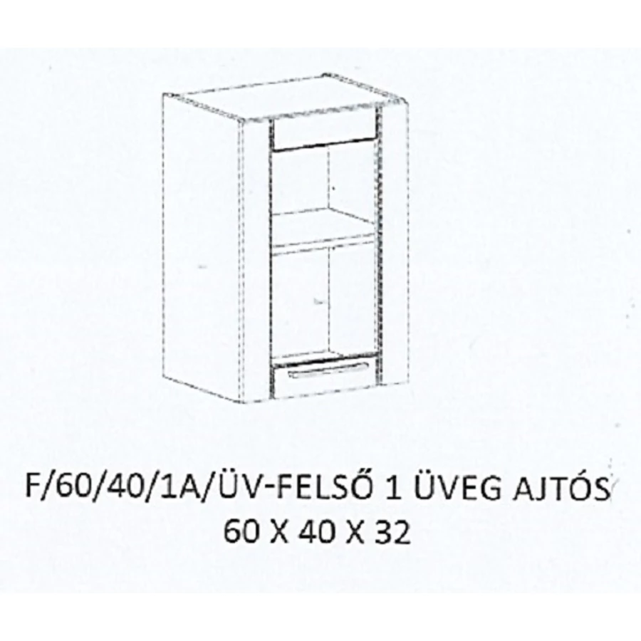 ALÍZ F/60/40/1A/ÜV-FELSŐ 1 üveg ajtós elem - JOBBOS