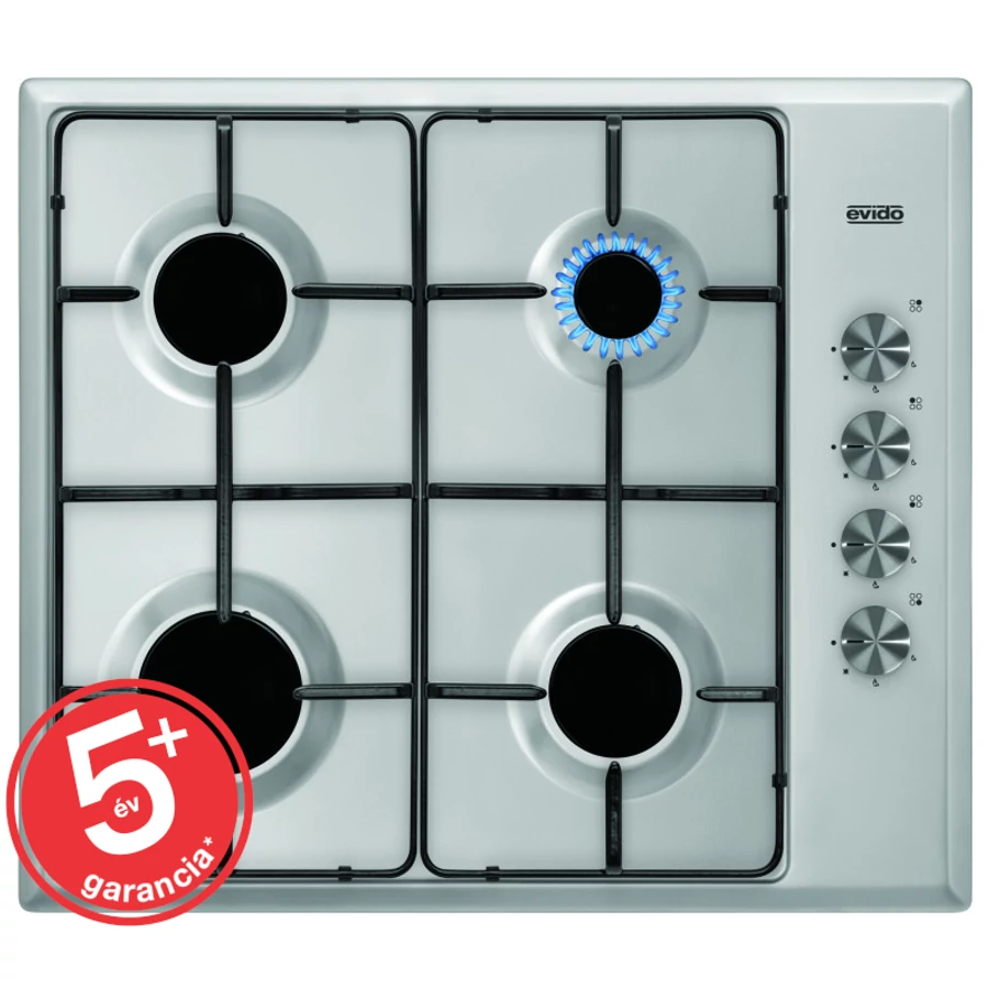 EVIDO VALEO 60SX gáz főzőlap, inox, 60 cm, zománcozott edénytartók (TGEVA60S)