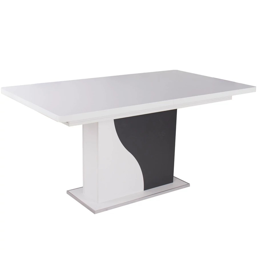 ALIZ asztal 160(+40)cm - Rusztik Fehér / Matt Sötétszürke