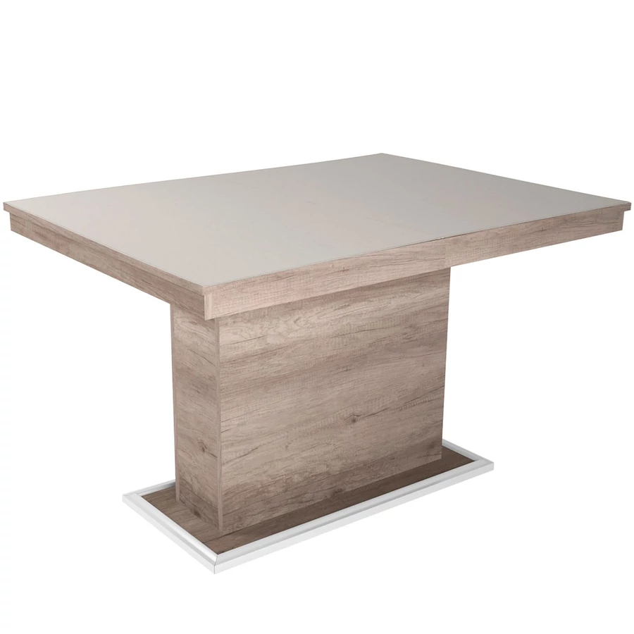 FLÓRA PLUSZ asztal 120(+40)cm - Canyon Tölgy / Magasfényű Latte