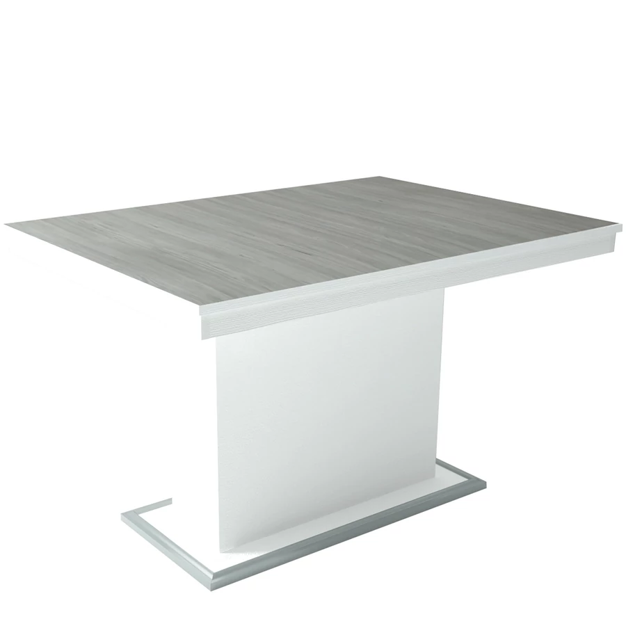 FLÓRA PLUSZ asztal 120(+40)cm - Rusztik Fehér / Magasfényű Katthult