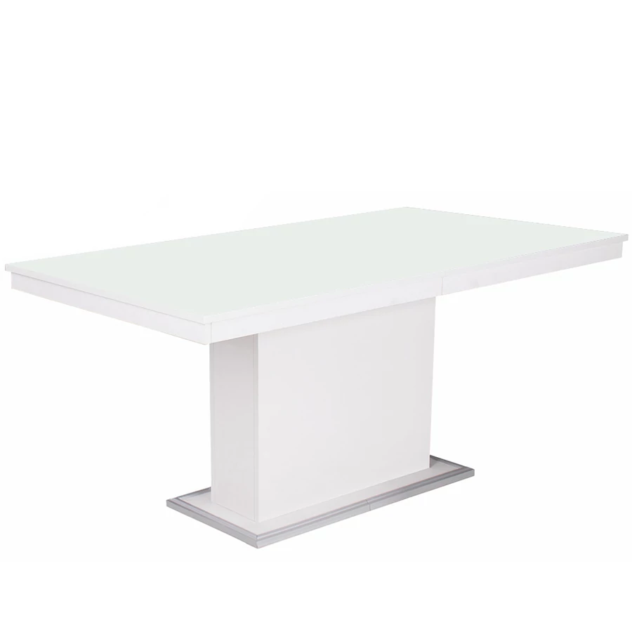 FLÓRA PLUSZ asztal 160(+40)cm - Rusztik Fehér / Magasfényű Fehér