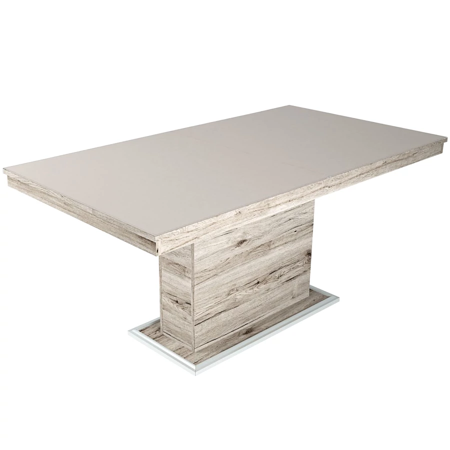 FLÓRA PLUSZ asztal 160(+40)cm - San Remo / Magasfényű Latte
