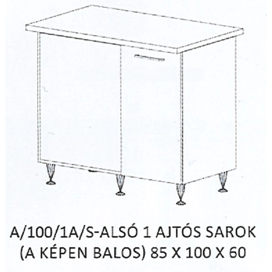 ANIKÓ A/100/1A/S-ALSÓ 1 ajtós munkalapos sarok elem BALOS