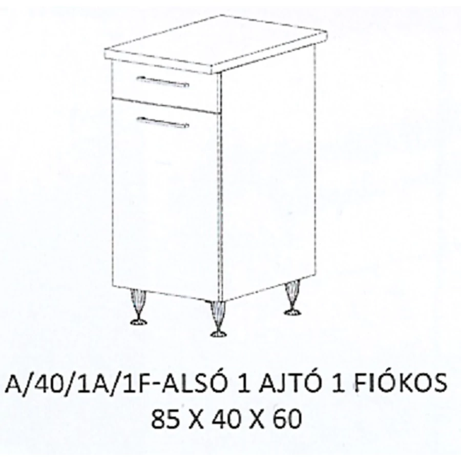 DORINA A/40/1A/1F-ALSÓ 1 ajtós 1 fiókos munkalapos elem - BALOS