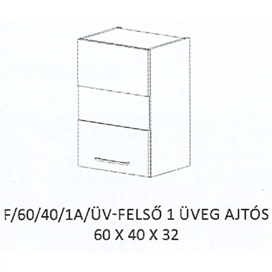 GRÉTA F/60/40/1A/ÜV-FELSŐ 1 üveg ajtós elem - BALOS