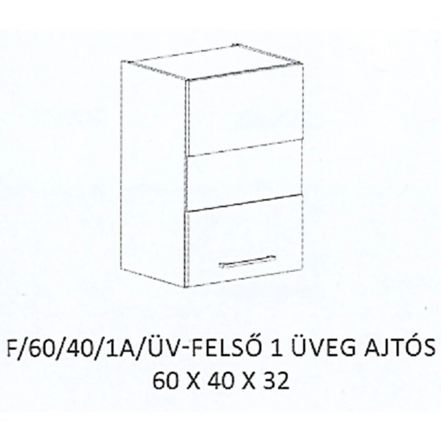 ANIKÓ F/60/40/1A/ÜV-FELSŐ 1 üveg ajtós elem - JOBBOS