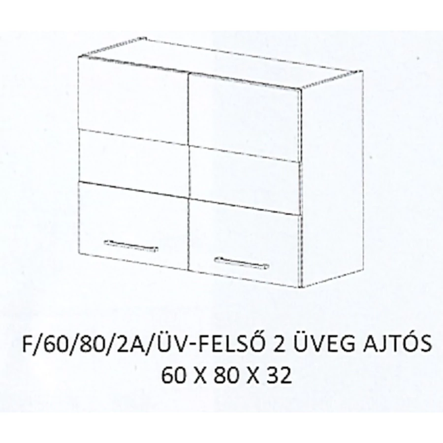 HELGA F/60/80/2A/ÜV-FELSŐ 2 üveg ajtós elem