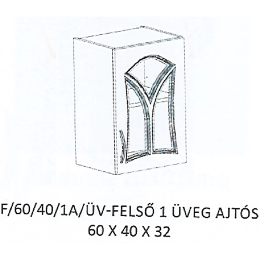 FLÓRA F/60/40/1A/ÜV-FELSŐ 1 üveg ajtós elem - JOBBOS