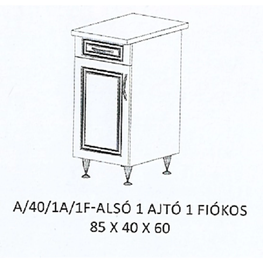 ORSI A/40/1A/1F-ALSÓ 1 ajtós 1 fiókos munkalapos elem - BALOS