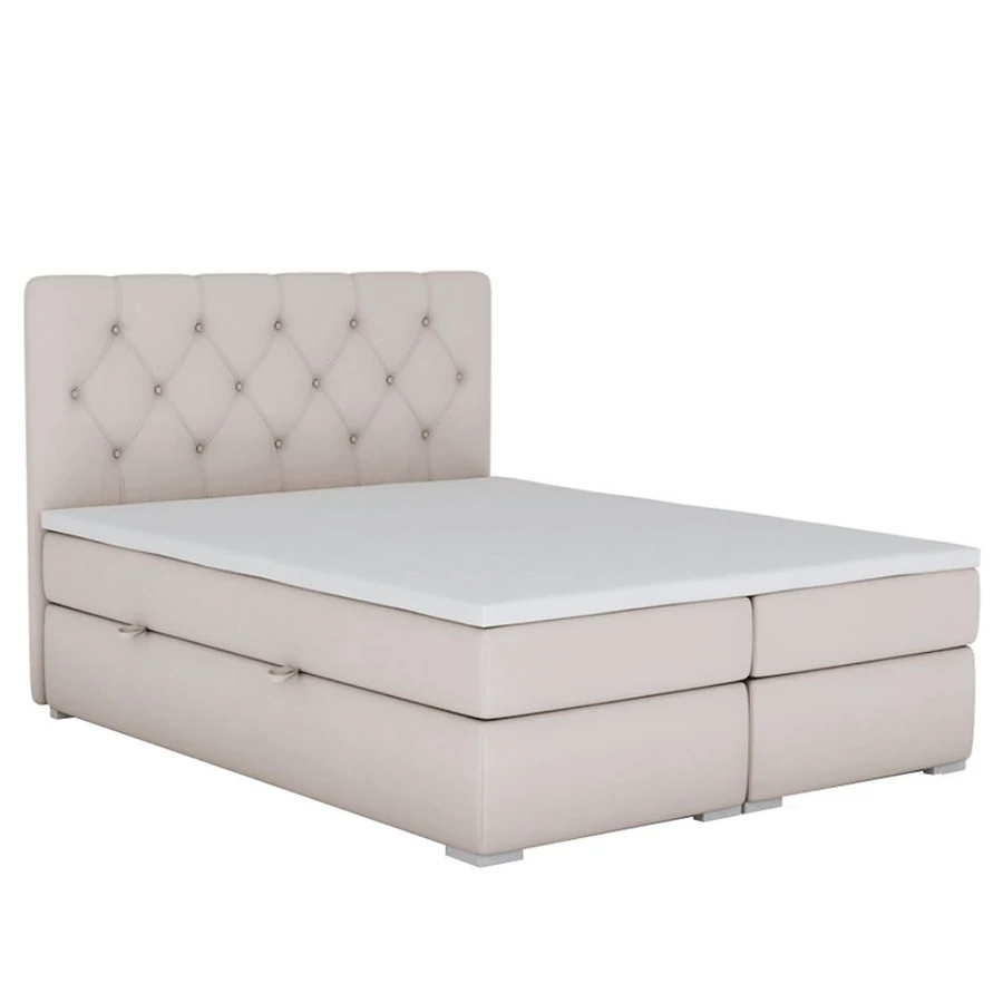 ESHLY Boxspring franciaágy 160x200 cm - Bézs Mono 232