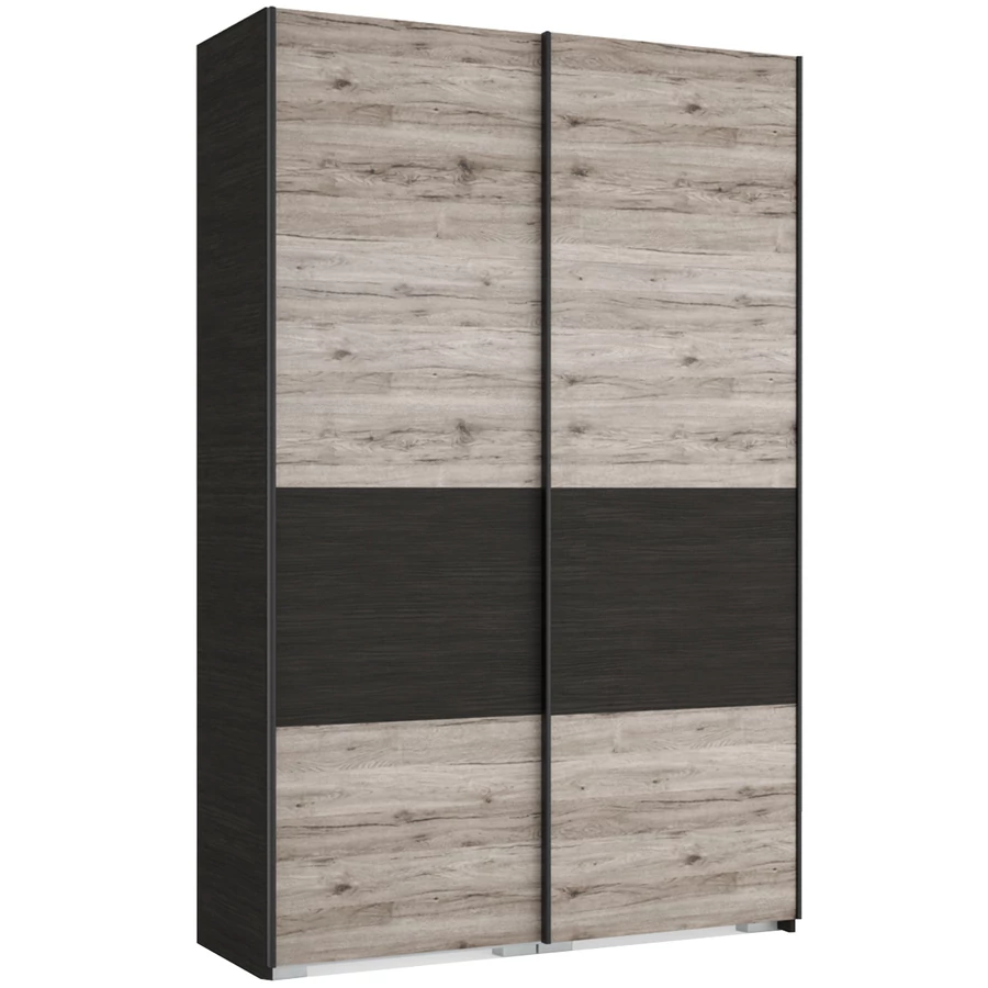 FŐNIX 154 cm tolóajtós gardrób - Nero / San Remo / Fekete profil