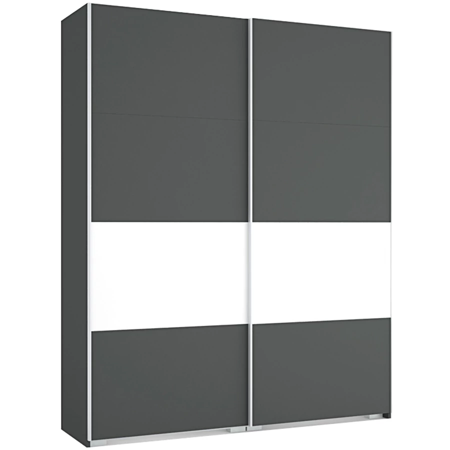 FŐNIX 194 cm tolóajtós gardrób - Matt Sötétszürke / Rusztik Fehér / Szürke profil