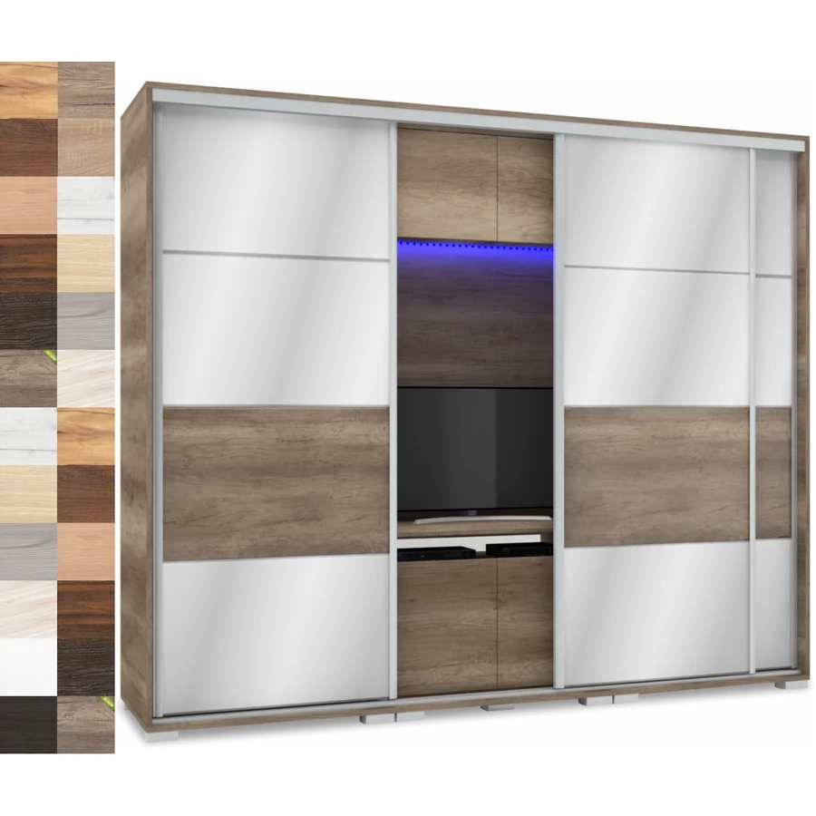 MIRROR 239 cm tükrös TV-s gardrób - VÁLASZTHATÓ SZÍNEKBEN