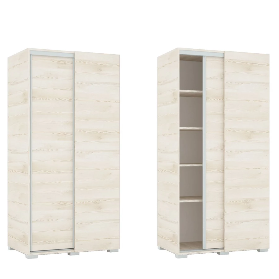 Tolóajtós Gardrób Sarokelem 4db polccal 100 cm  - Krém Sonoma