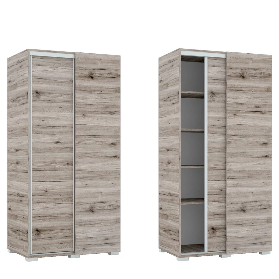 Tolóajtós Gardrób Sarokelem 4db polccal 100 cm  - San Remo