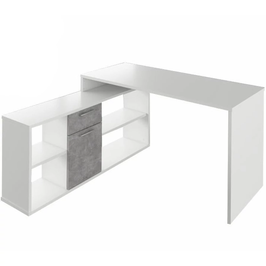 NOE NEW Sarok számítógépasztal - Fehér / Beton
